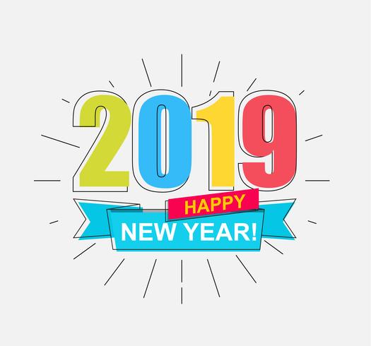 2019 cartão de feliz ano novo. vetor