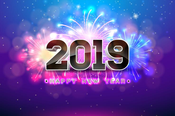 Feliz ano novo 2019 ilustração vetor