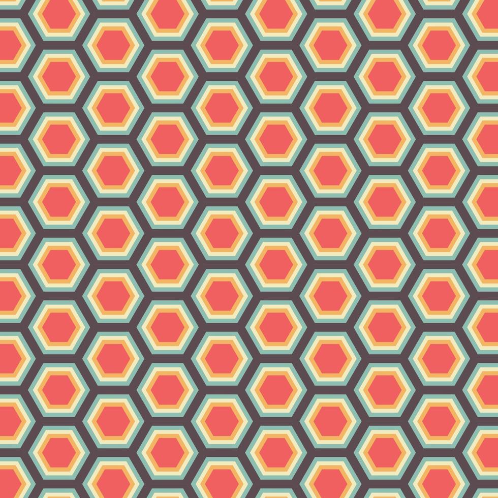hexagonal retro color seamless pattern perfeito para o fundo vetor