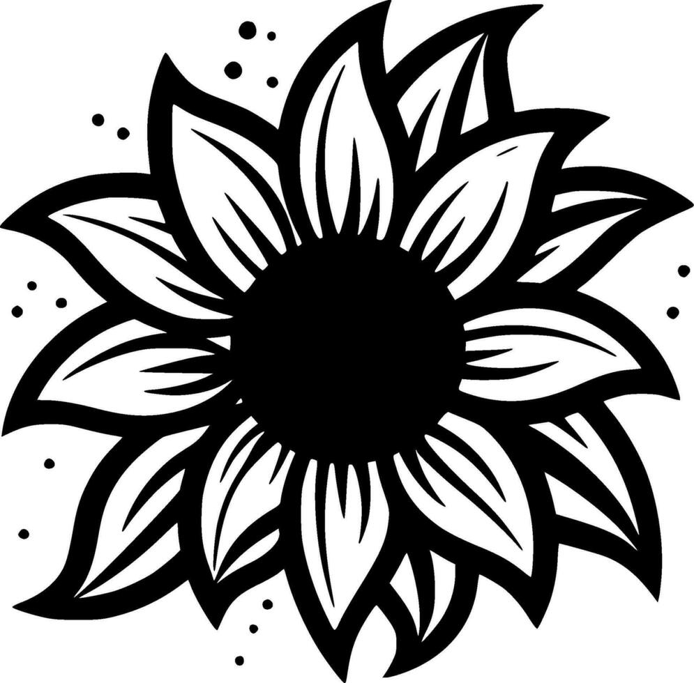 flor - Preto e branco isolado ícone - vetor ilustração