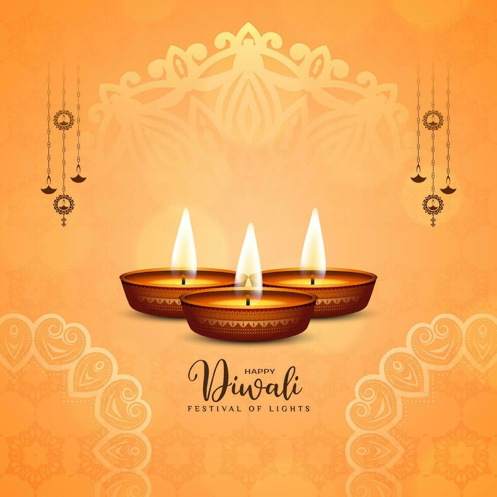 feliz diwali religioso indiano festival decorativo fundo vetor