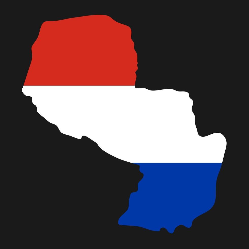 silhueta do mapa do Paraguai com bandeira no fundo preto vetor