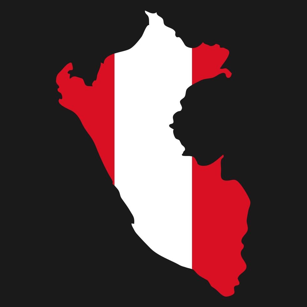 silhueta do mapa do Peru com bandeira em fundo preto vetor