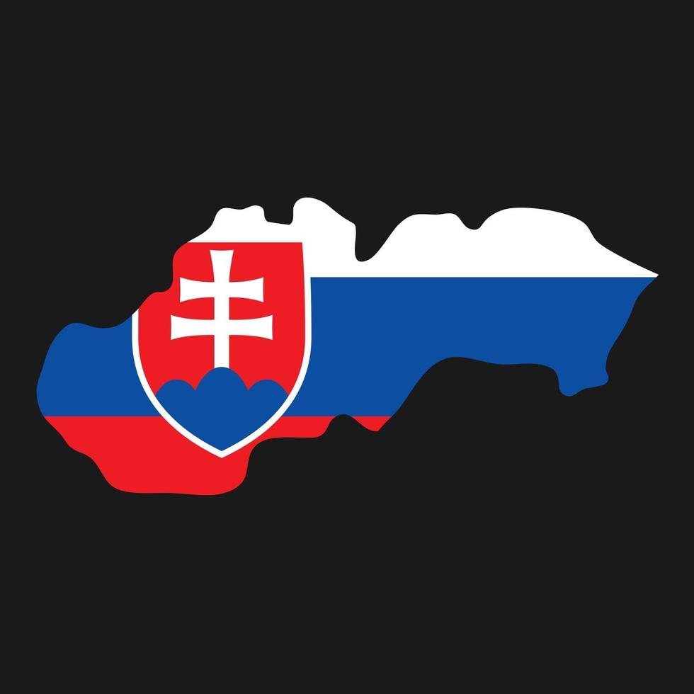 silhueta de mapa da Eslováquia com bandeira em fundo preto vetor