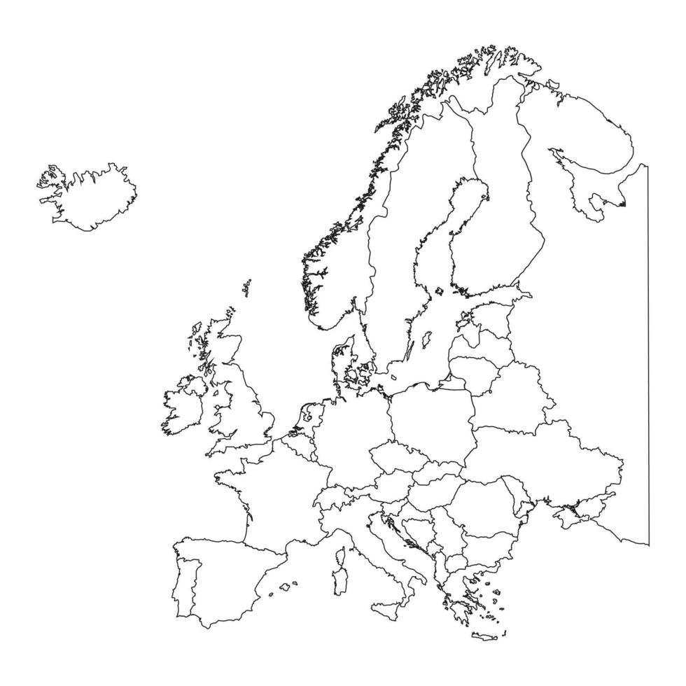 mapa da europa com gráfico de contorno do país vetor