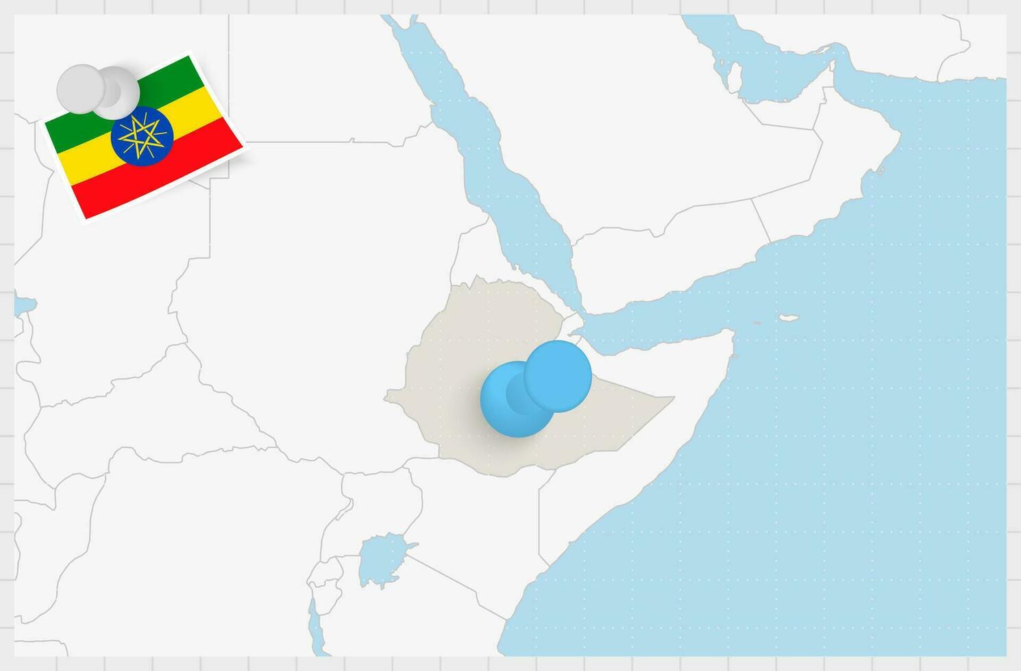 mapa do Etiópia com uma fixado azul alfinete. fixado bandeira do Etiópia. vetor