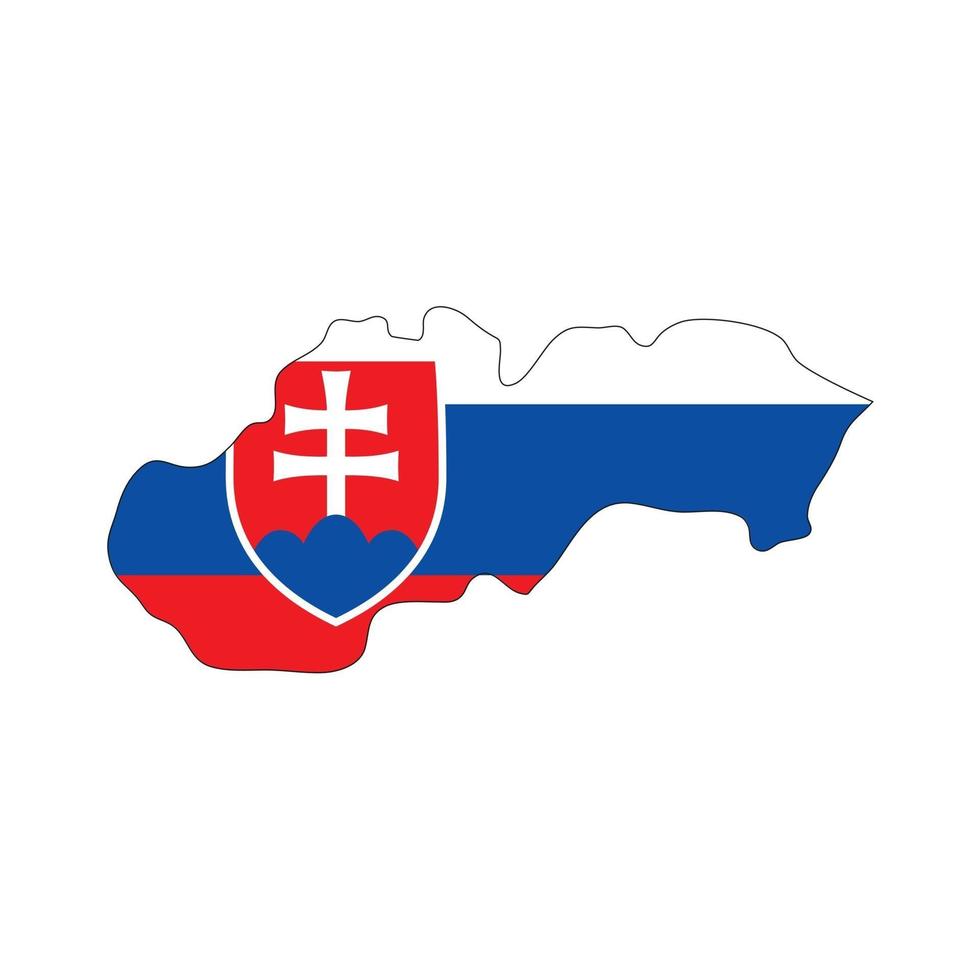 silhueta do mapa da Eslováquia com bandeira no fundo branco vetor