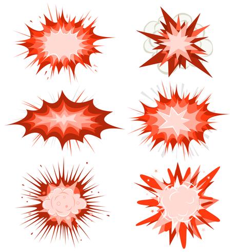 Explosão de quadrinhos, bombas e conjunto de explosão vetor