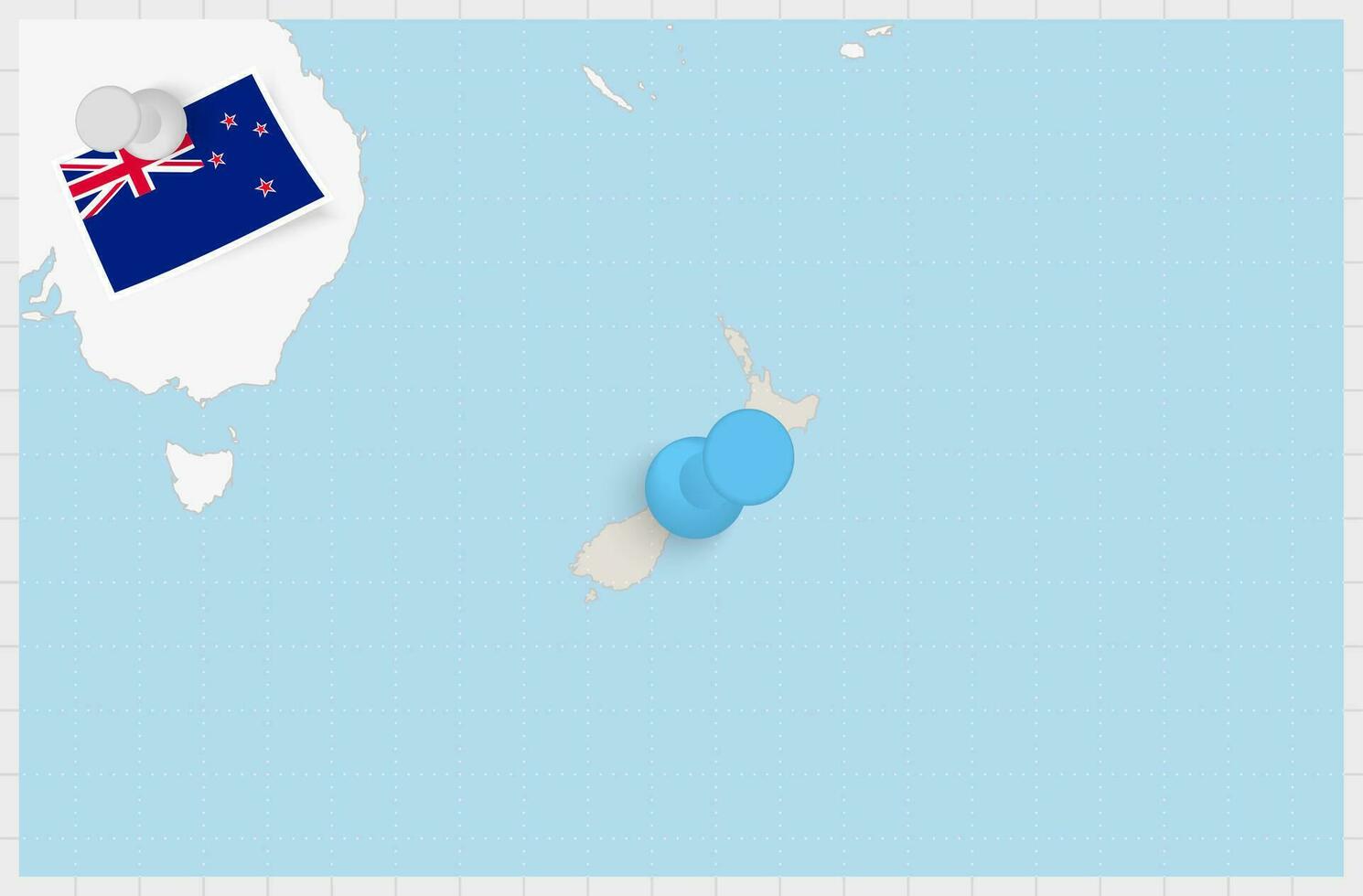 mapa do Novo zelândia com uma fixado azul alfinete. fixado bandeira do Novo zelândia. vetor
