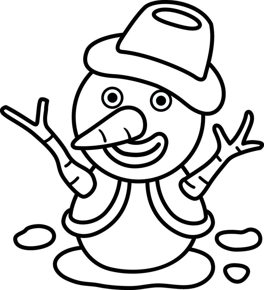 ilustração Preto e branco boneco de neve vetor