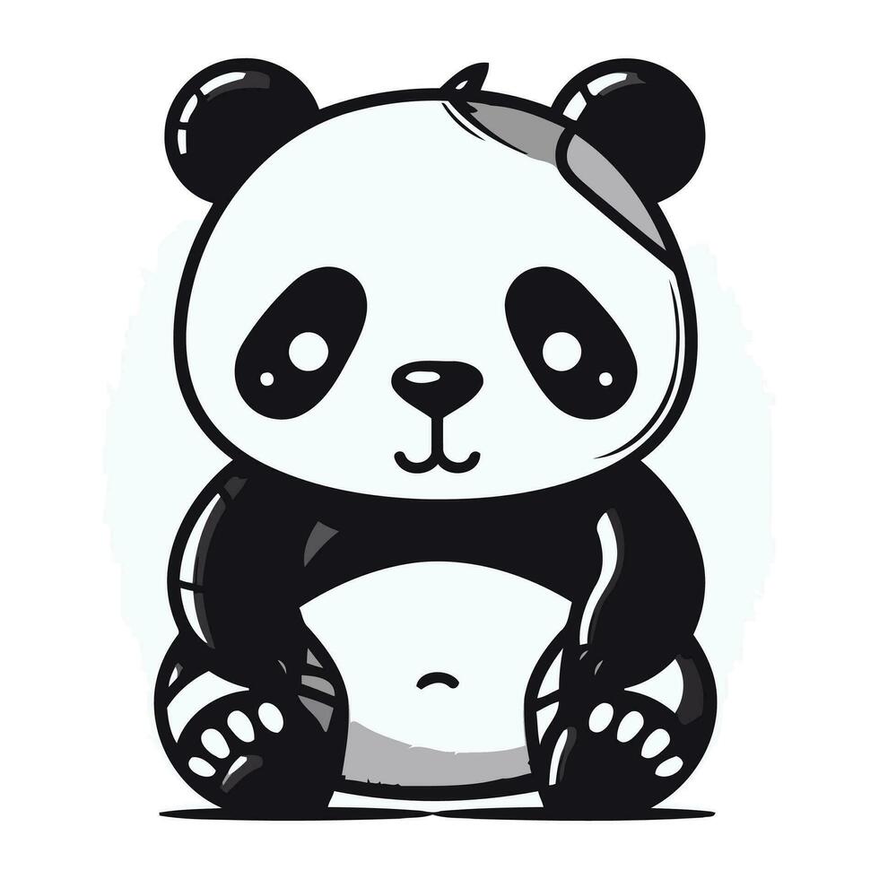 fofa panda sentado em uma branco fundo. vetor ilustração.