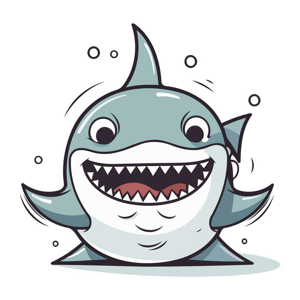 Tubarão desenho animado personagem mascote vetor ilustração. fofa sorridente Tubarão