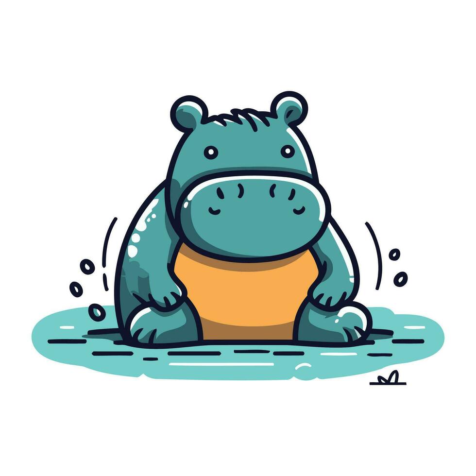 fofa hipopótamo dentro desenho animado estilo. vetor ilustração em branco fundo.