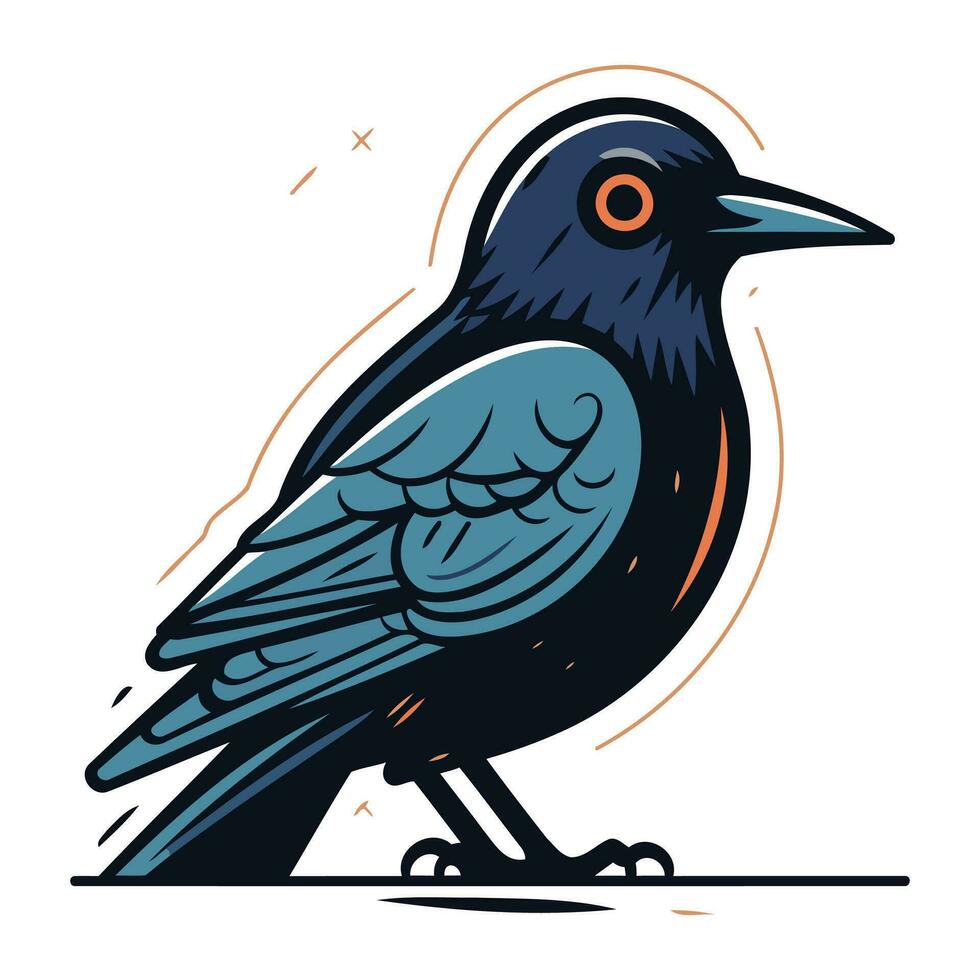 Corvo em branco fundo. vetor ilustração do uma desenho animado corvo.