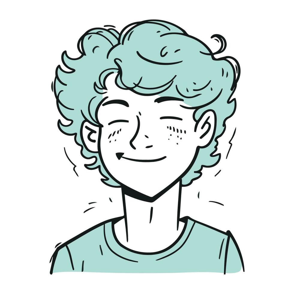 vetor ilustração do uma jovem homem com azul cabelo. desenho animado estilo.