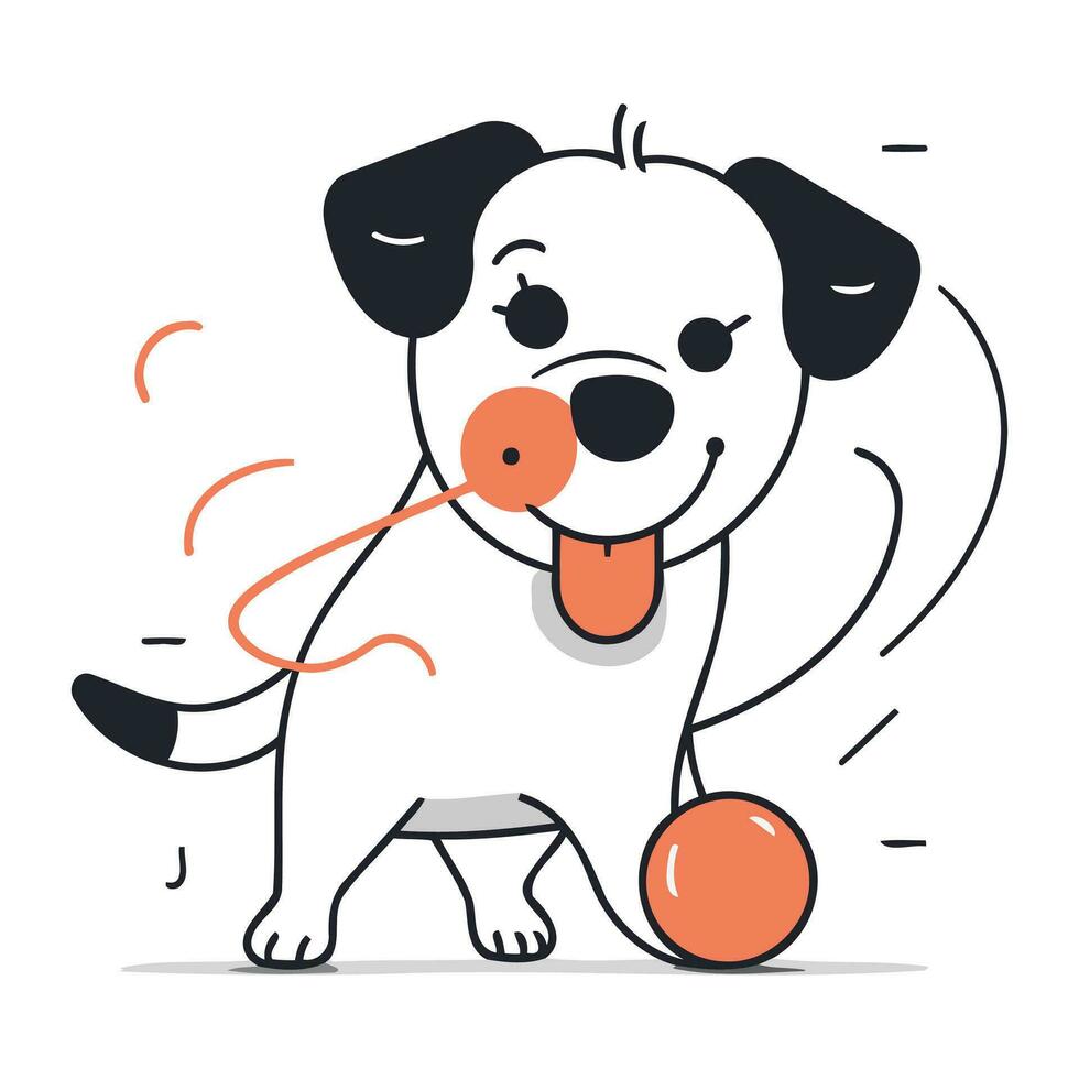 fofa cachorro jogando com bola. vetor ilustração dentro desenho animado estilo.