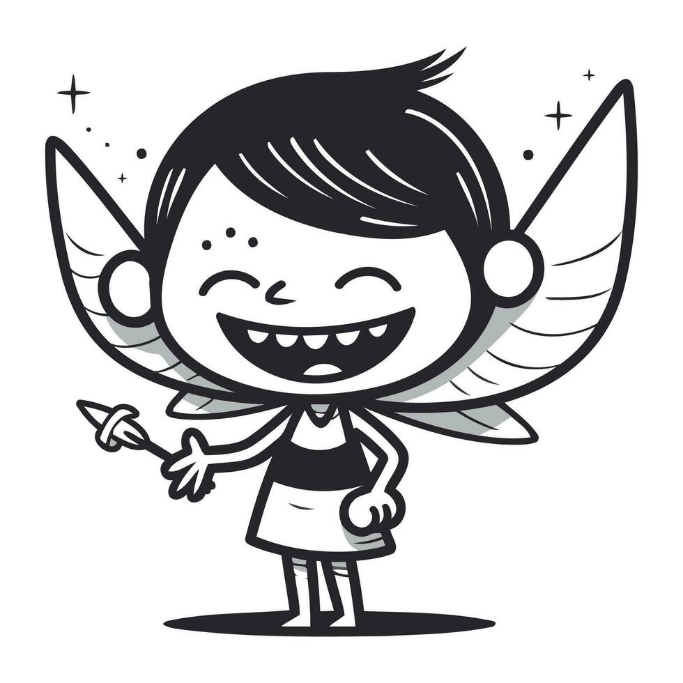 fofa desenho animado anjo com asas. vetor ilustração isolado em branco fundo.