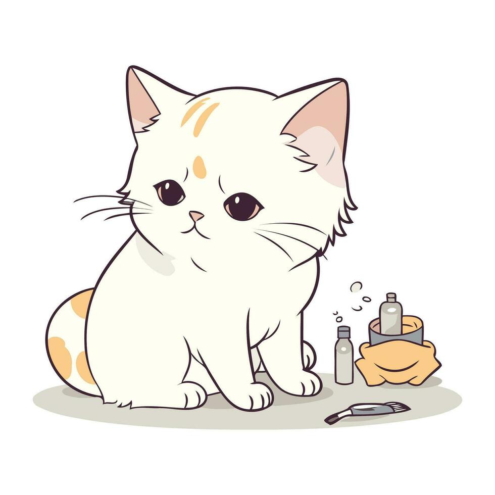 fofa desenho animado gato. vetor ilustração do uma gato com uma corte de cabelo.