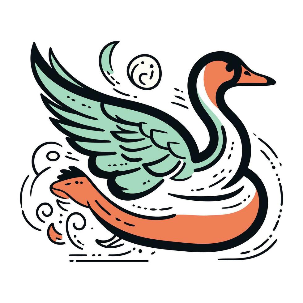 cisne com asas. vetor ilustração do uma vôo cisne.