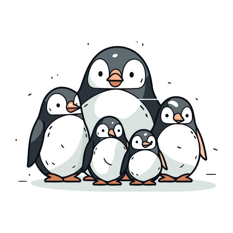 pinguim família. vetor ilustração do fofa desenho animado pinguins.