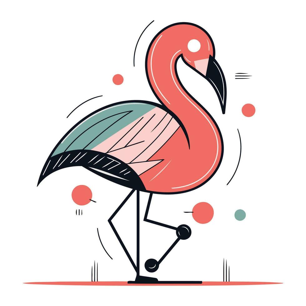 flamingo vetor ilustração. exótico pássaro dentro plano estilo.
