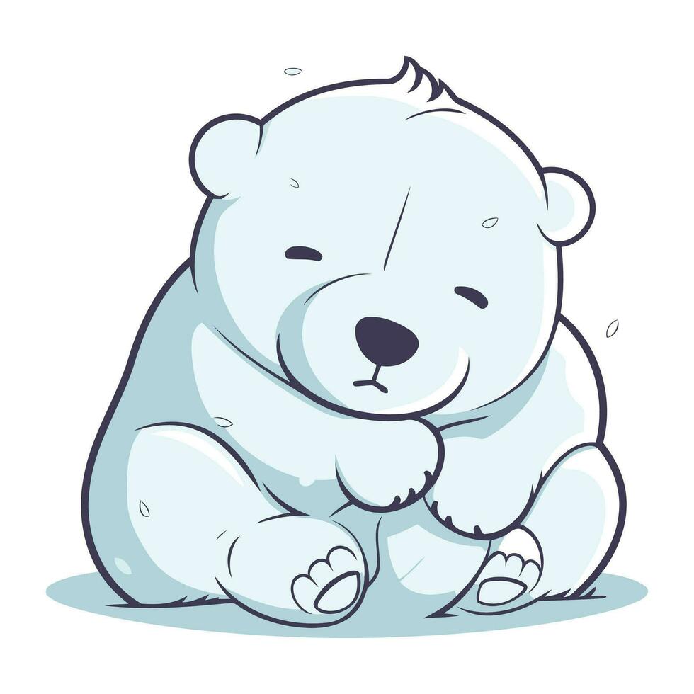 ilustração do uma fofa desenho animado polar Urso sentado em a chão vetor