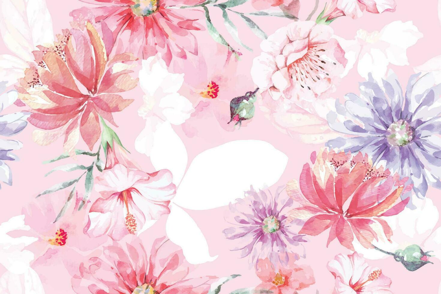 flor desatado padronizar com aquarela.projetado para tecido e papel de parede, vintage estilo. florescendo floral pintura para verão.botânica flor pastel fundo vetor