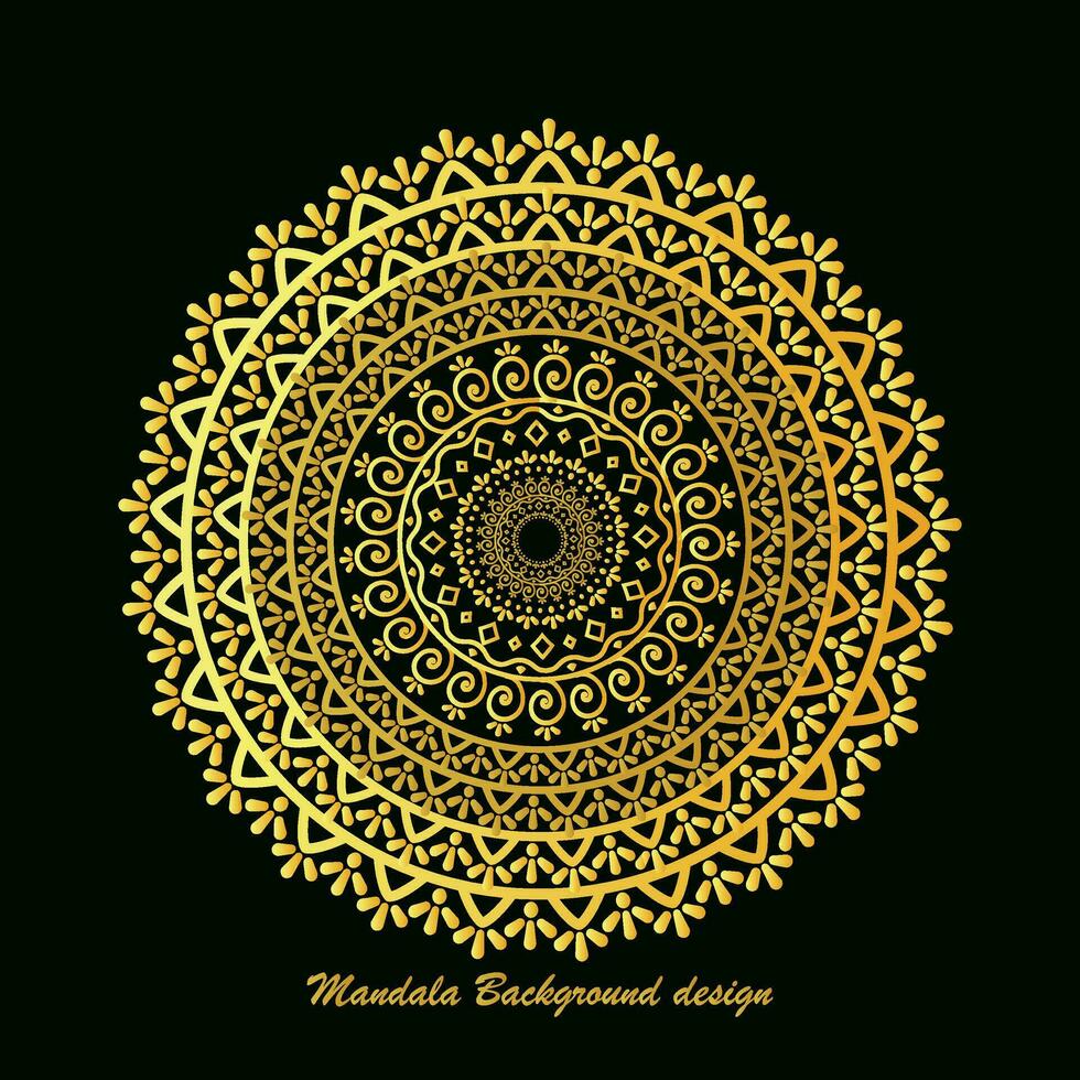 minimalista espiritualidade Índia, islamismo mandala ouro fundos. Casamento mandala enfeite brilhante volta luxo cobrir para imprimir. floral texturizado. vetor
