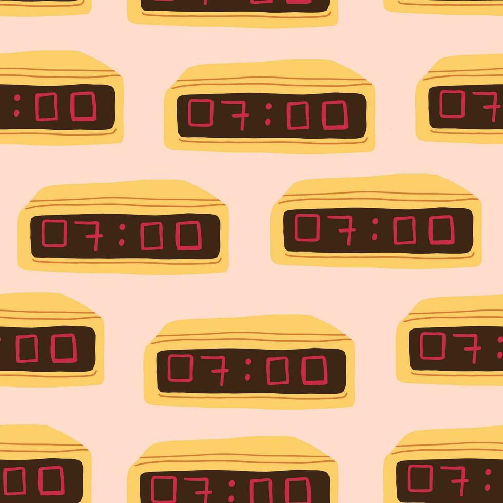 vetor desatado padronizar com retro alarme relógios com números em bege fundo. vintage relógio
