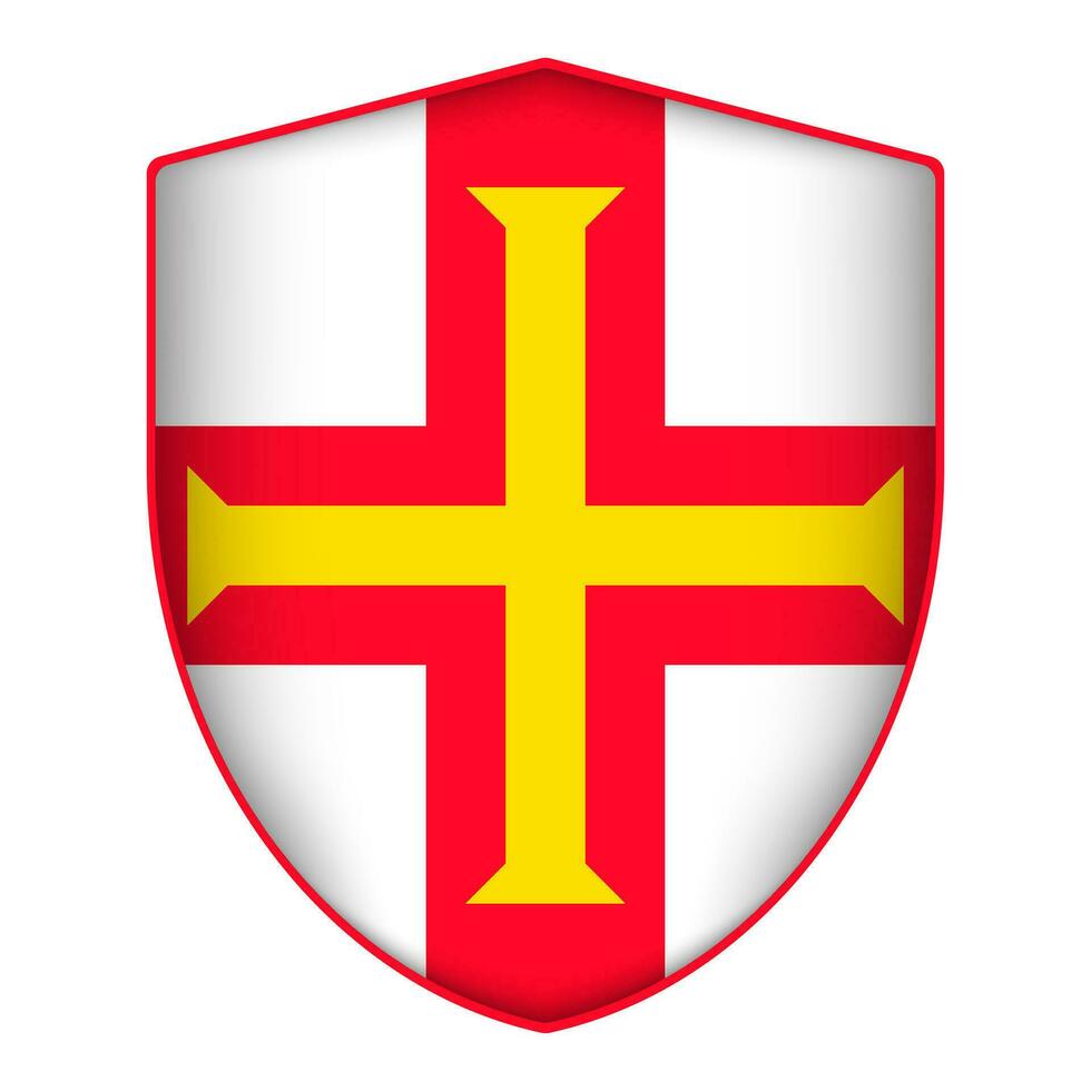 Guernsey bandeira dentro escudo forma. vetor ilustração.