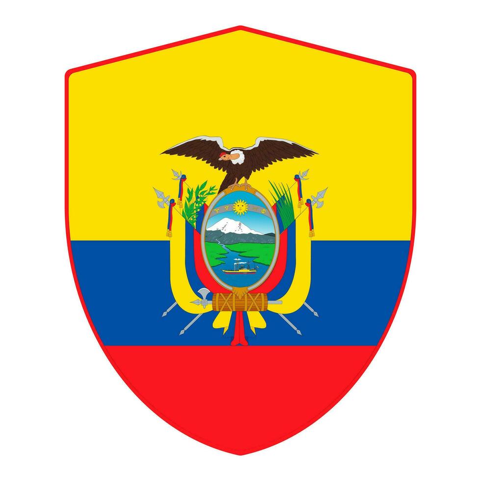 Equador bandeira dentro escudo forma. vetor ilustração.