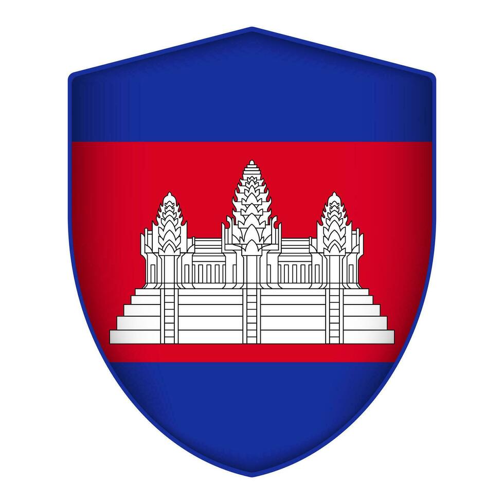 Camboja bandeira dentro escudo forma. vetor ilustração.