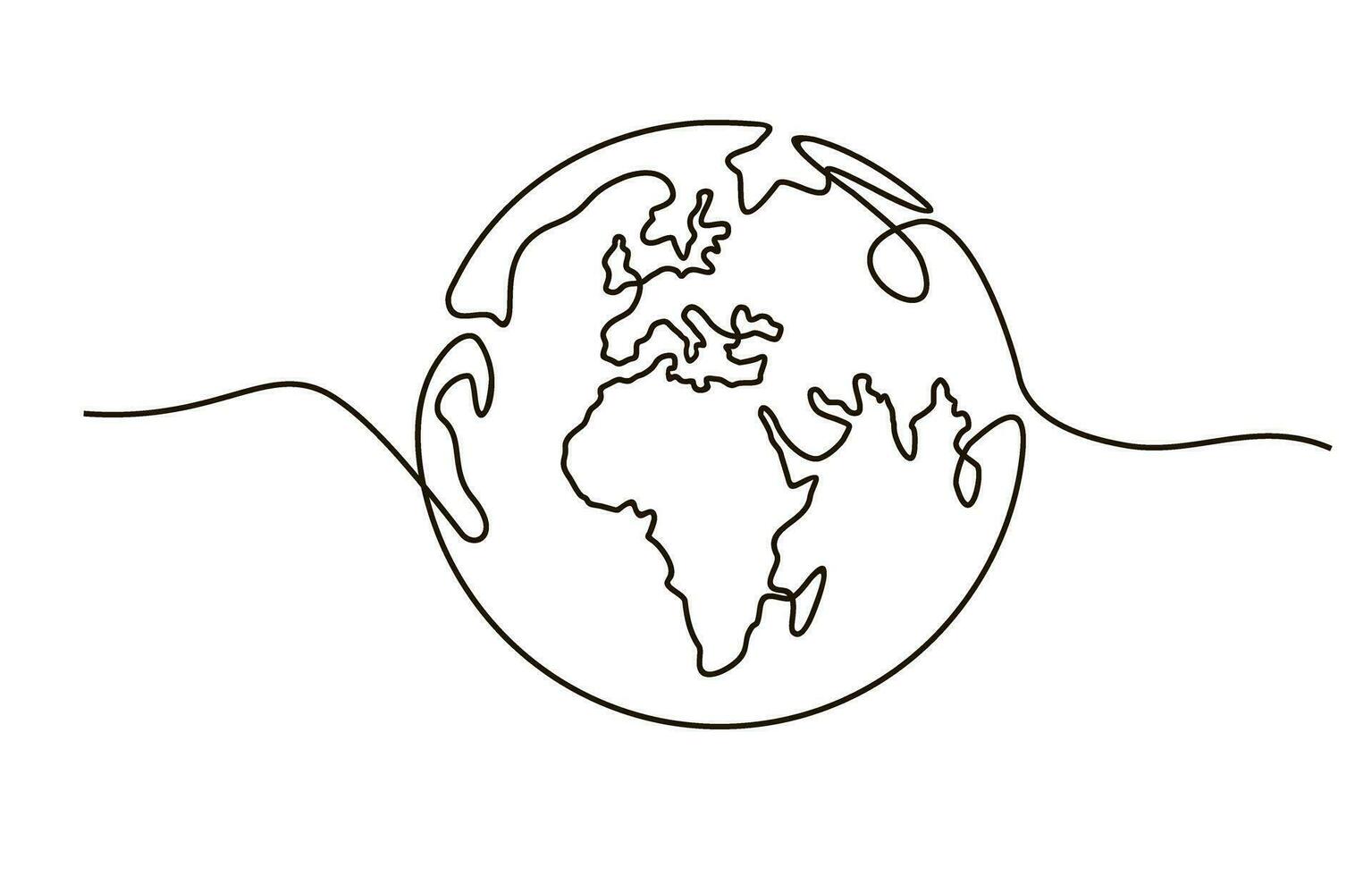 globo. terra globo 1 linha desenhando do mundo mapa minimalista vetor ilustração isolado em branco fundo. contínuo linha desenho.