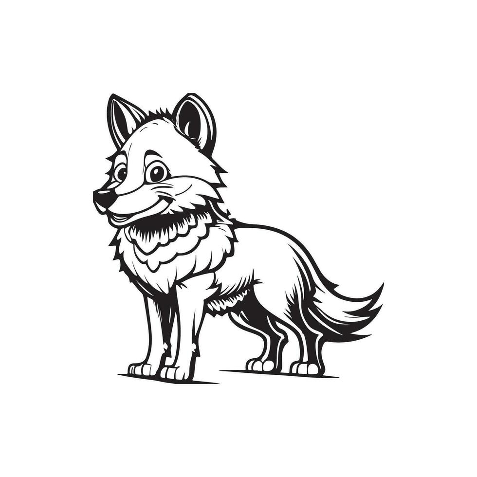 Lobo desenho animado personagem, ilustração para coloração livro página vetor