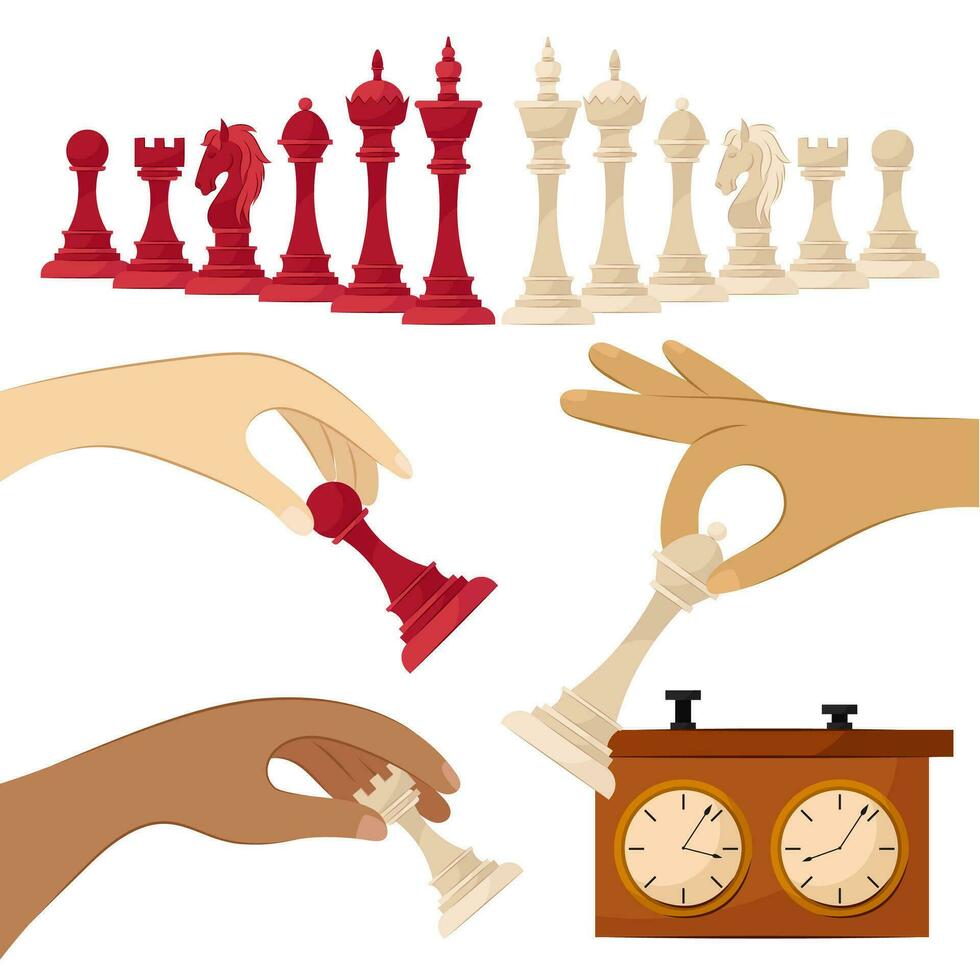 peças de xadrez torre e bispo. figuras de peças de xadrez preto e branco.  ícone colorido para jogar xadrez. ilustração vetorial em fundo branco  18928485 Vetor no Vecteezy
