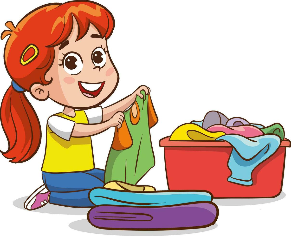 vetor ilustração do crianças com serviço de limpeza casa limpeza equipamento.