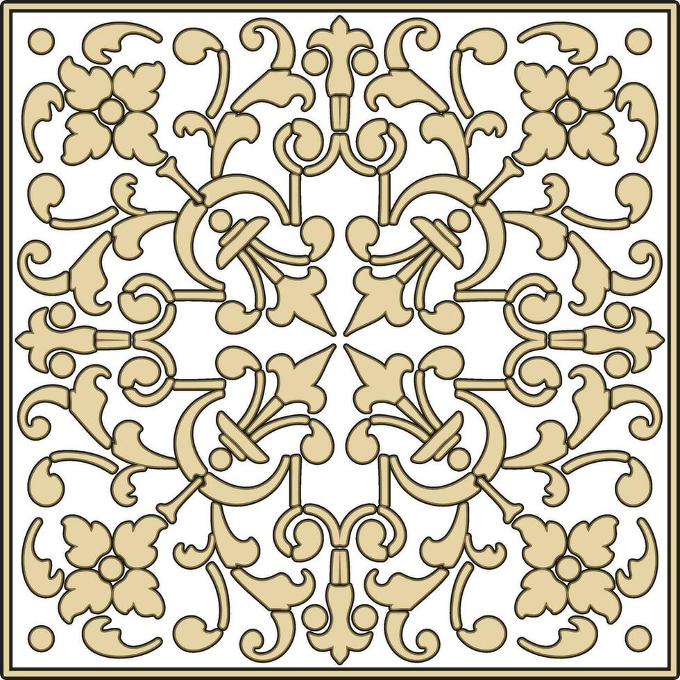 vetor quadrado dourado europeu padronizar. grego floral meandro padronizar. retângulo com abstrato floral romano ornamento.