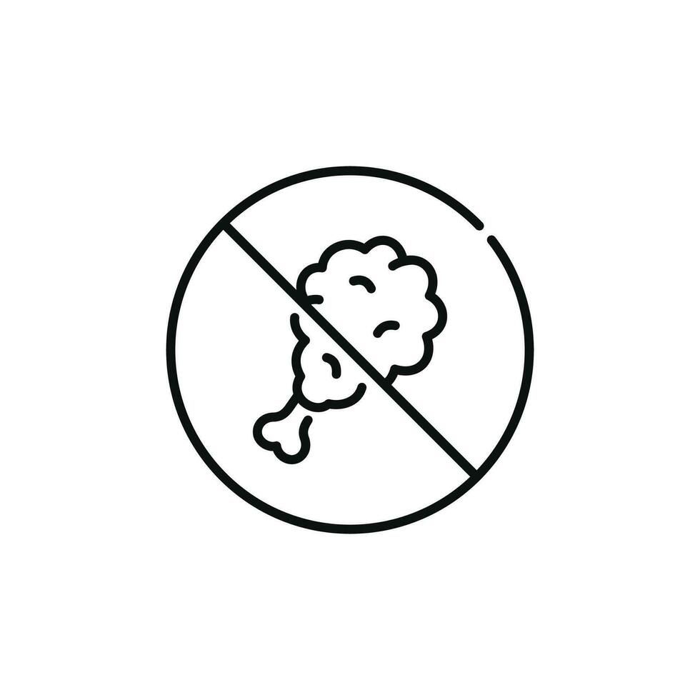 não frango perna permitido linha ícone placa símbolo isolado em branco fundo. não Comida placa símbolo vetor