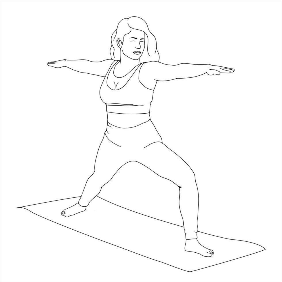 páginas para colorir - personagem em ilustração de personagem de vetor de pose de ioga.