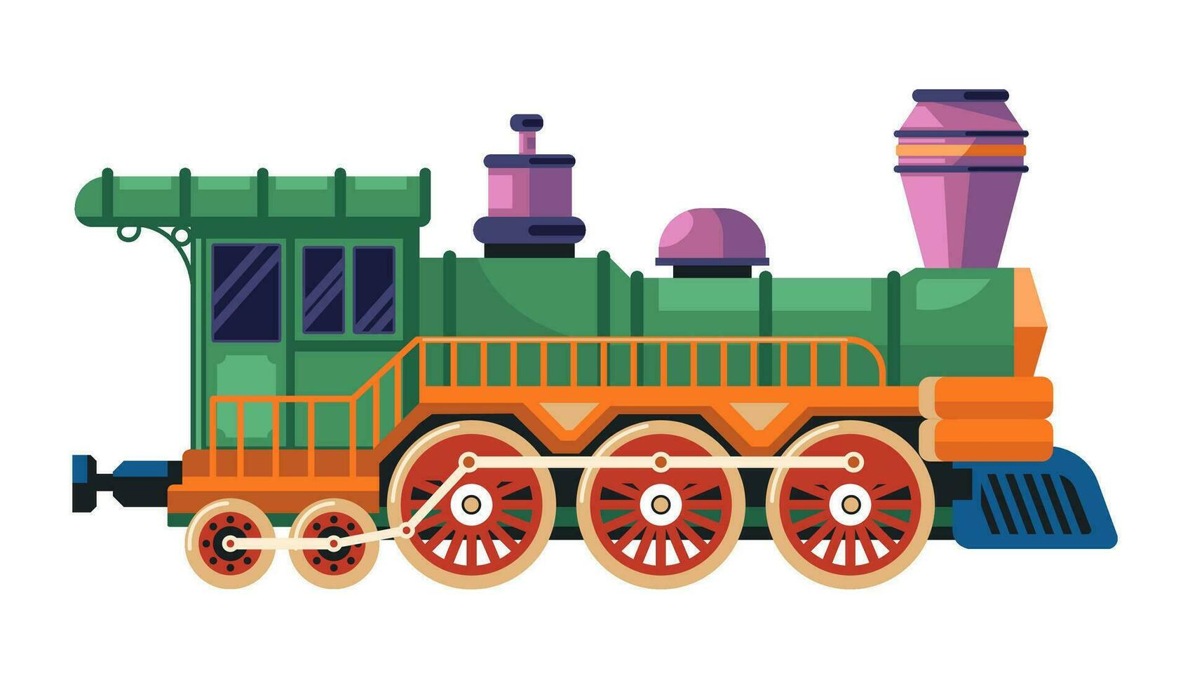 retro vapor trem, vintage locomotiva transporte vetor