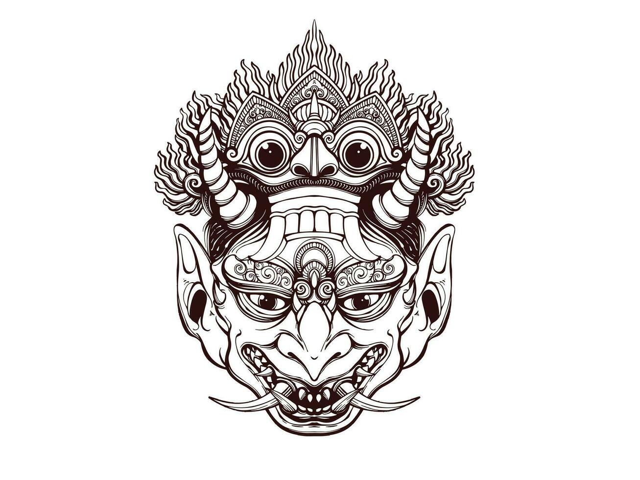 tradicional balinesa mascarar ilustração vetor