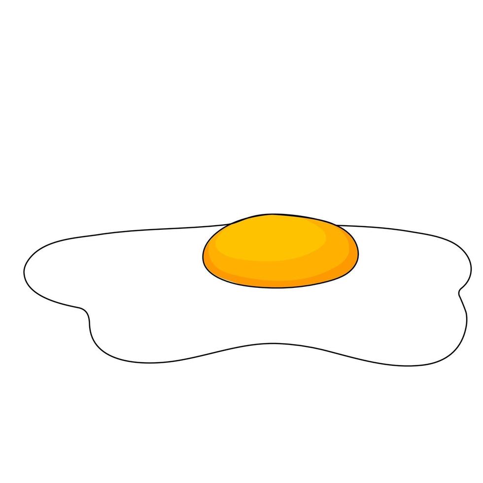 linha contínua. ovos fritos. café da manhã, gemas e claras. vetor