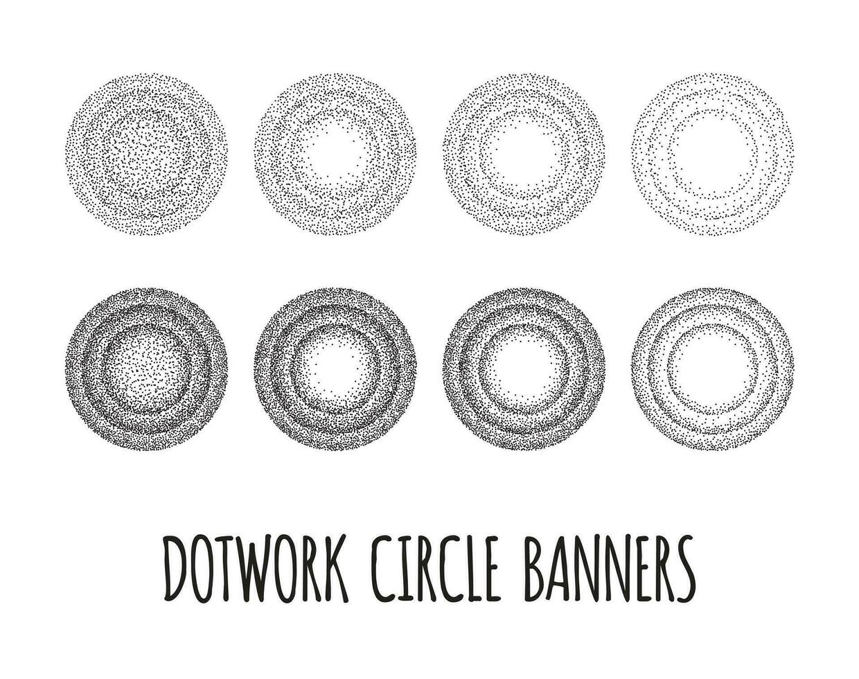 dotwork círculo faixas conjunto vetor