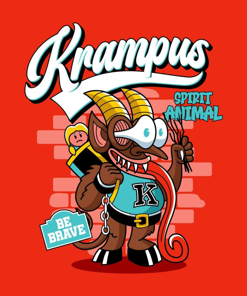 Krampus espírito animal. Natal desenho animado personagem ilustração. vetor