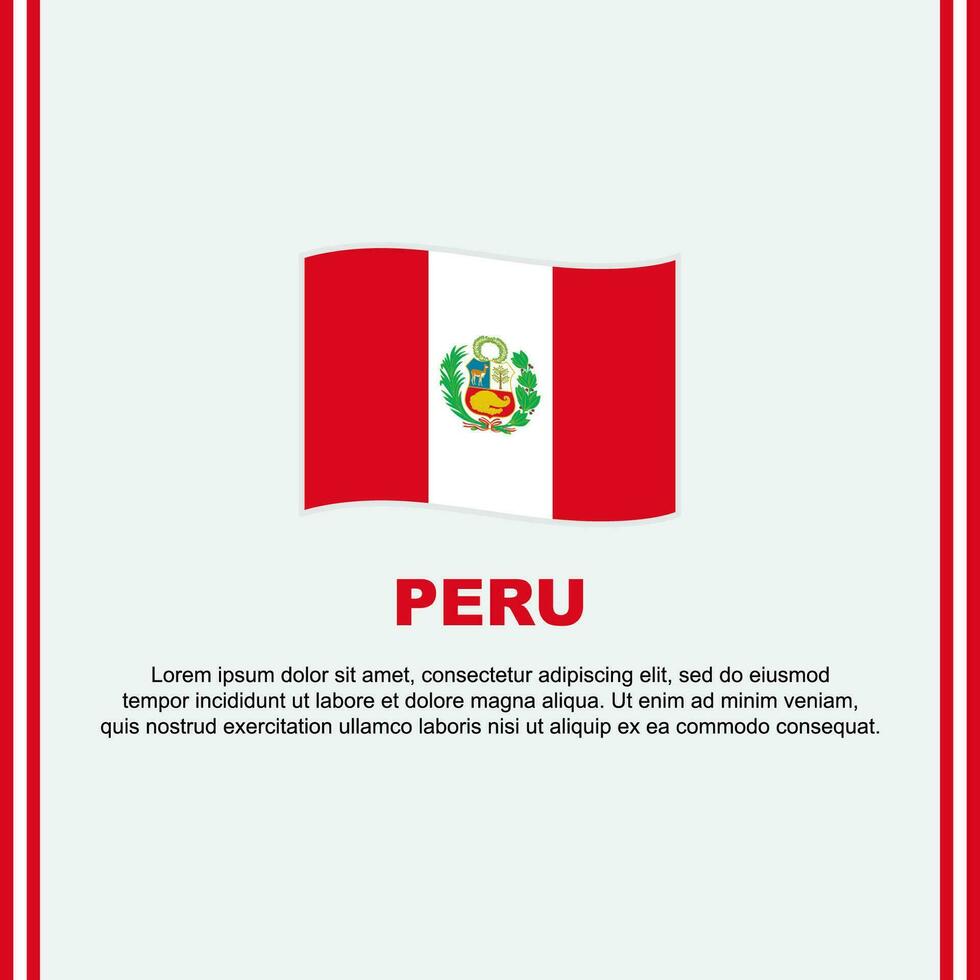 Peru bandeira fundo Projeto modelo. Peru independência dia bandeira social meios de comunicação publicar. desenho animado vetor