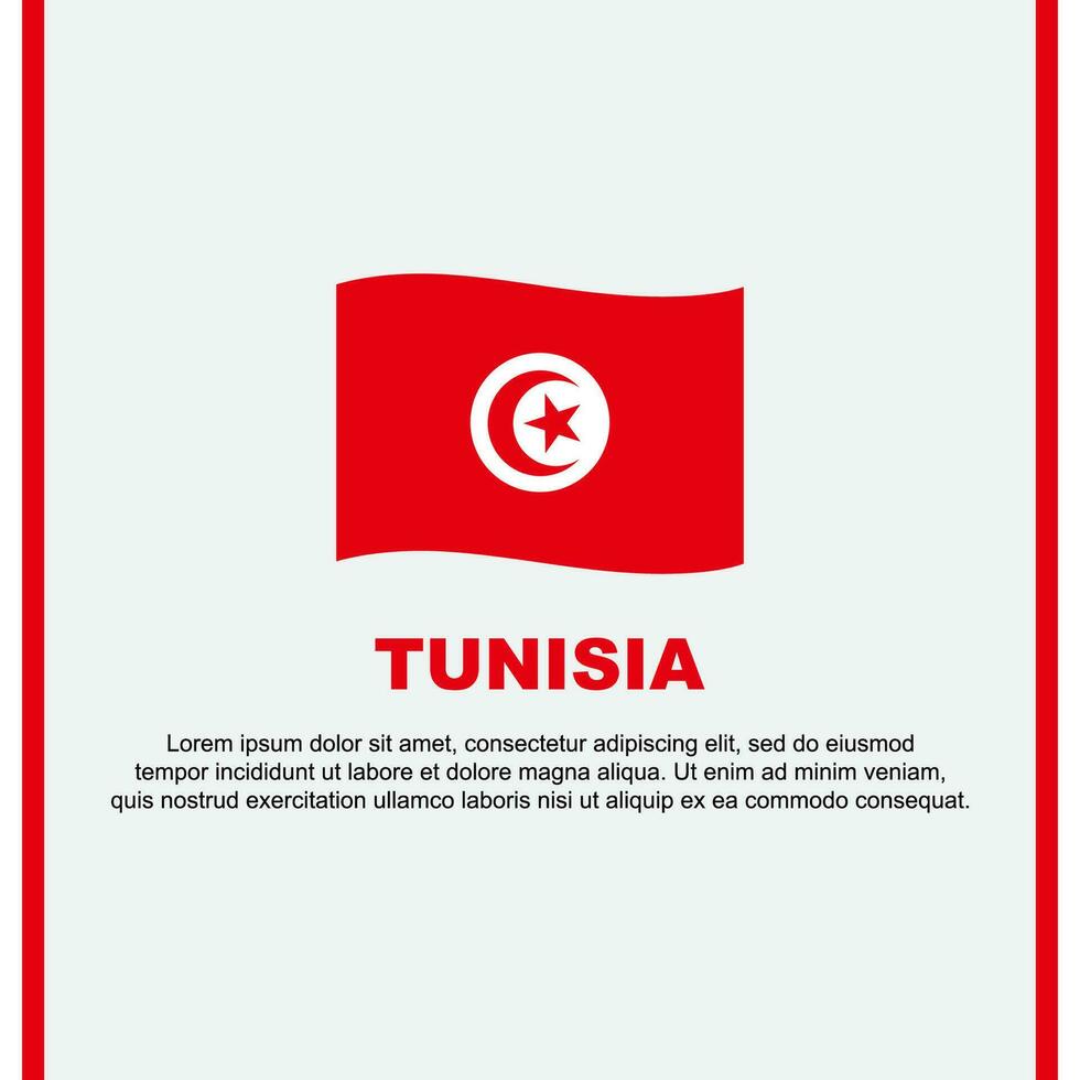 Tunísia bandeira fundo Projeto modelo. Tunísia independência dia bandeira social meios de comunicação publicar. Tunísia desenho animado vetor