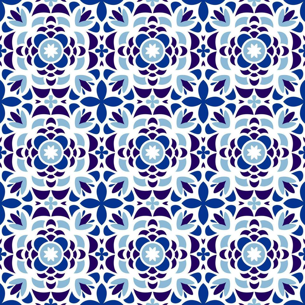 Mediterrâneo tradicional padrão, espanhol majólica cerâmico mosaico e Português telha decoração vetor