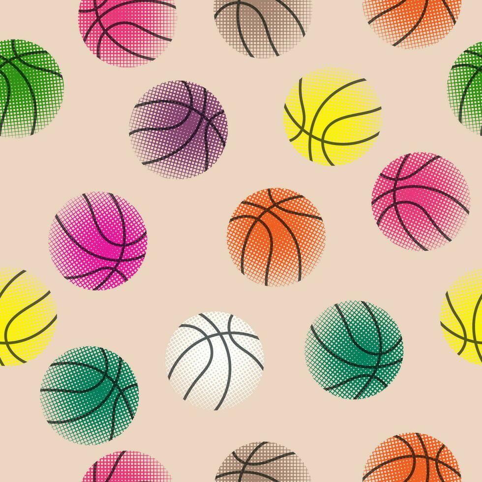 basquetebol desatado padronizar com colorida bolas. moderno ilustração para panfletos, bandeiras, rede e imprimir. esporte, equipe jogar conceito. vetor plano moderno ilustração isolado.
