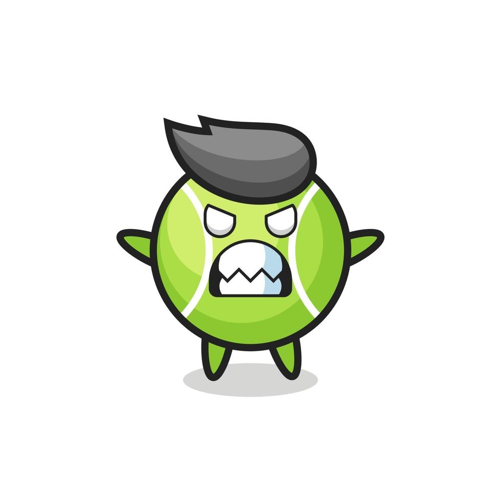 expressão colérica do personagem mascote da bola de tênis vetor