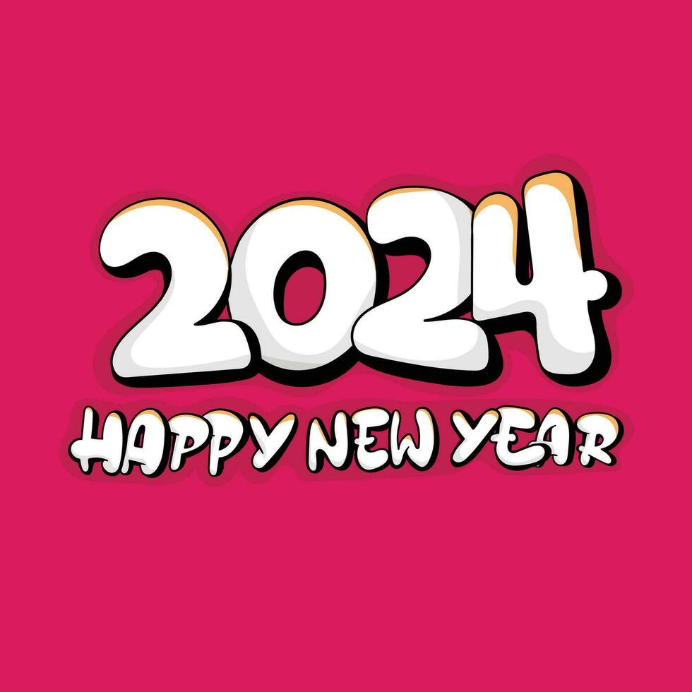 tipografia do 2024 e feliz Novo ano dentro rabisco arte Projeto para Novo ano celebração modelo vetor